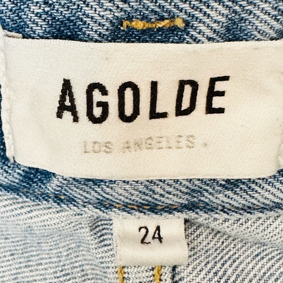 Agolde super high waisted ruffle top 100% organic cotton demin blue jean shorts - Picture 9 of 10